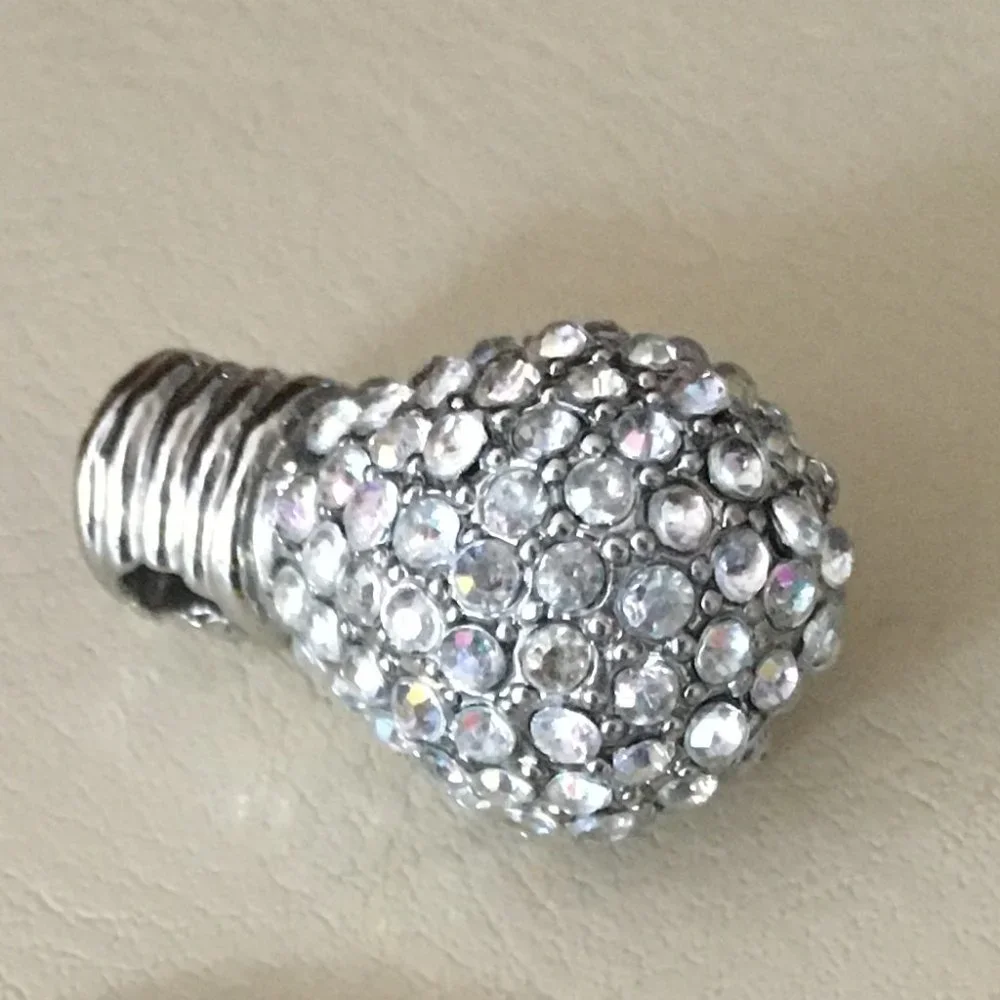 Pandora Compatible Rhinestone Lightbulb Charm - Picture 1 of 4